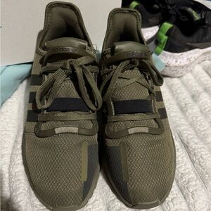 Adidas Khaki and Black Athletic Shoes
